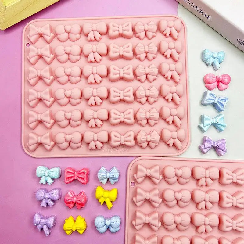 Bow Silicone Molds With 6 Different Shapes, 36-Cavity Bow Chocolate Fondant Mold For Bowknot Cupcake, Cake , Sugar Craft Vue