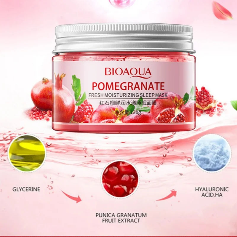 120g Pomegranate Fresh Moisturizing Sleeping Mask, Contains Pomegranate Fruit Extract, Moisturizes the Skin, Makes It Soft and Smooth, Provides Daily Skin Care Vue