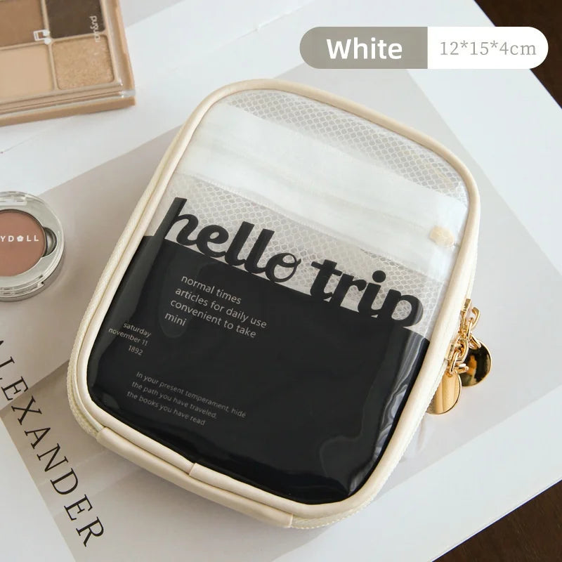 Makeup bag for women portable large capacity storage bag high-end feeling business trip skincare products toiletries bag Vue ST23-White