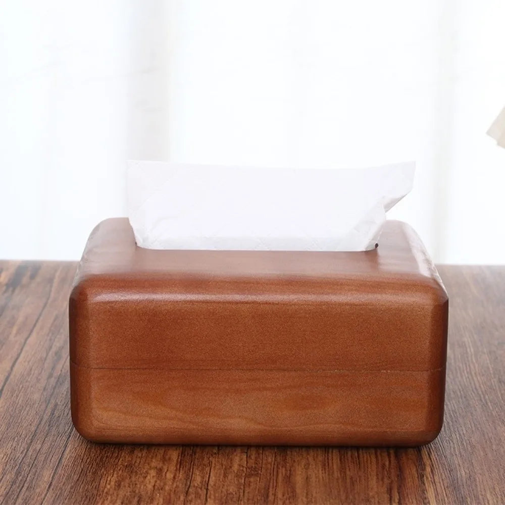 Eco-Friendly Retro Wooden Tissue Box Handmade Waterproof Solid Wood Paper Box Decorative Simple Storage Box Home Decoration Vue