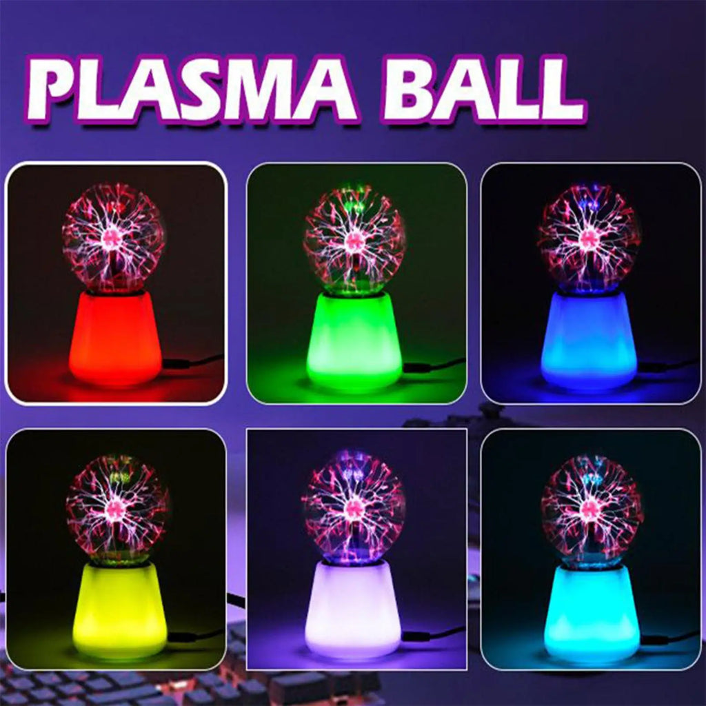 Plasma Ball Lamp 7-Color Touch Sensitive Lighting Static Electricity Ball for Christmas Home School Office Apartment College Vue Default Title