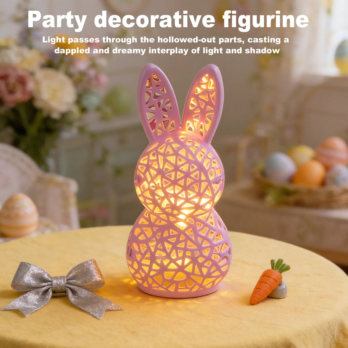 Easter LED Hollow Bunny Night Light | 3D Printed Figurine Lamp LED Night Light Vue