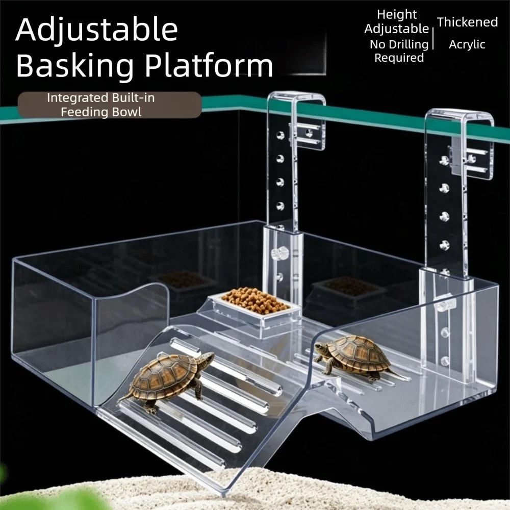 Plastic Turtle Basking Platform Height Adjustable Suction Cup Turtle Climbing Slope Non-Slip Sun Drying Dock Vue