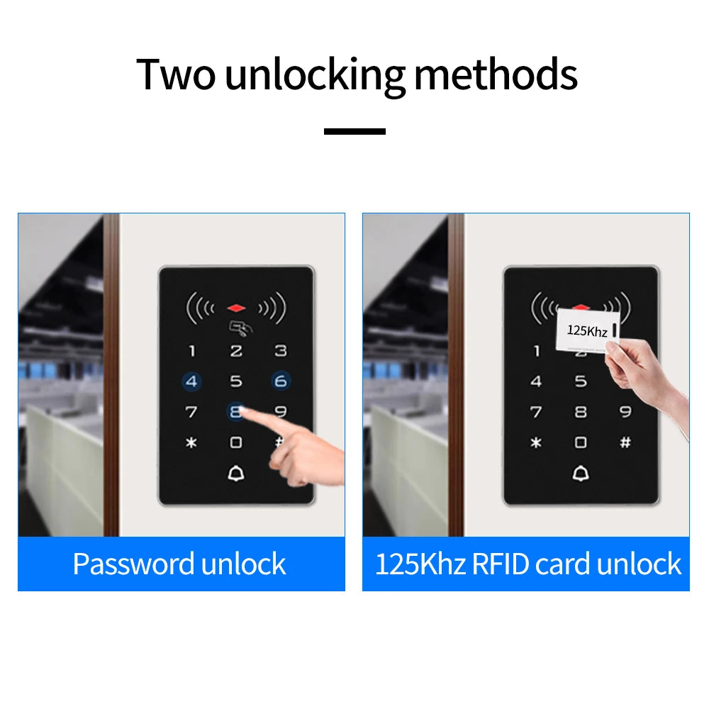 Lucking Door K8 2000 Users 125kHz / 13.56MHz RFID Keypad Stand Alone Access Control Panel Wiegand 26 Gate Door Opener DC 12V Vue