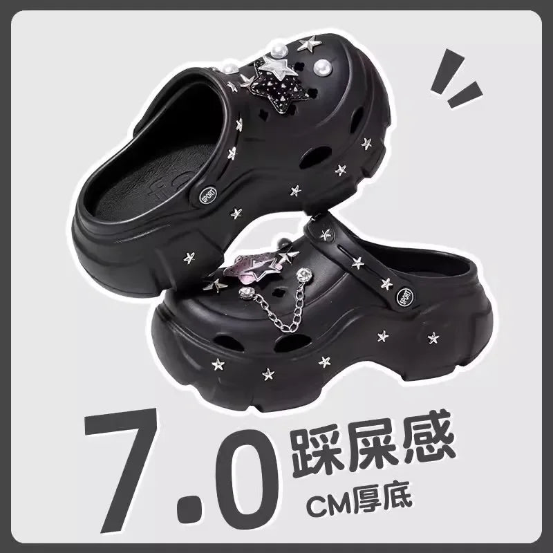 Women's Charm Clog Platform Sandals – Lightweight EVA Slip-On Platform Clog Sandals Vue