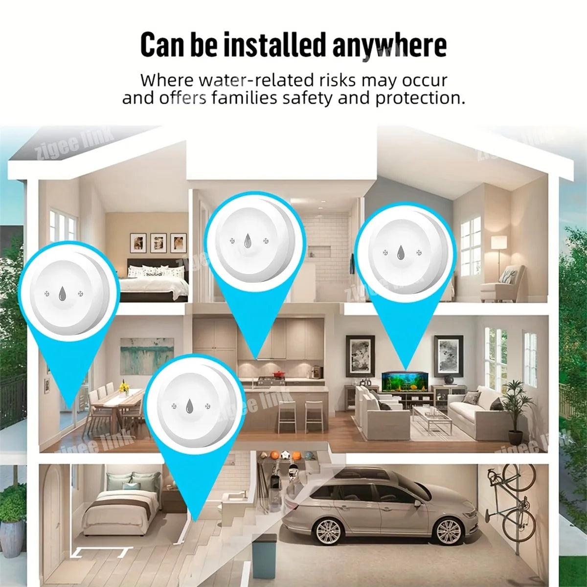 ZigBee 3.0 Smart Water Sensor For Tuya APP Flood Water Leakage Detector Alarm Smart Life Security Protection Need Zigbee Gateway Vue