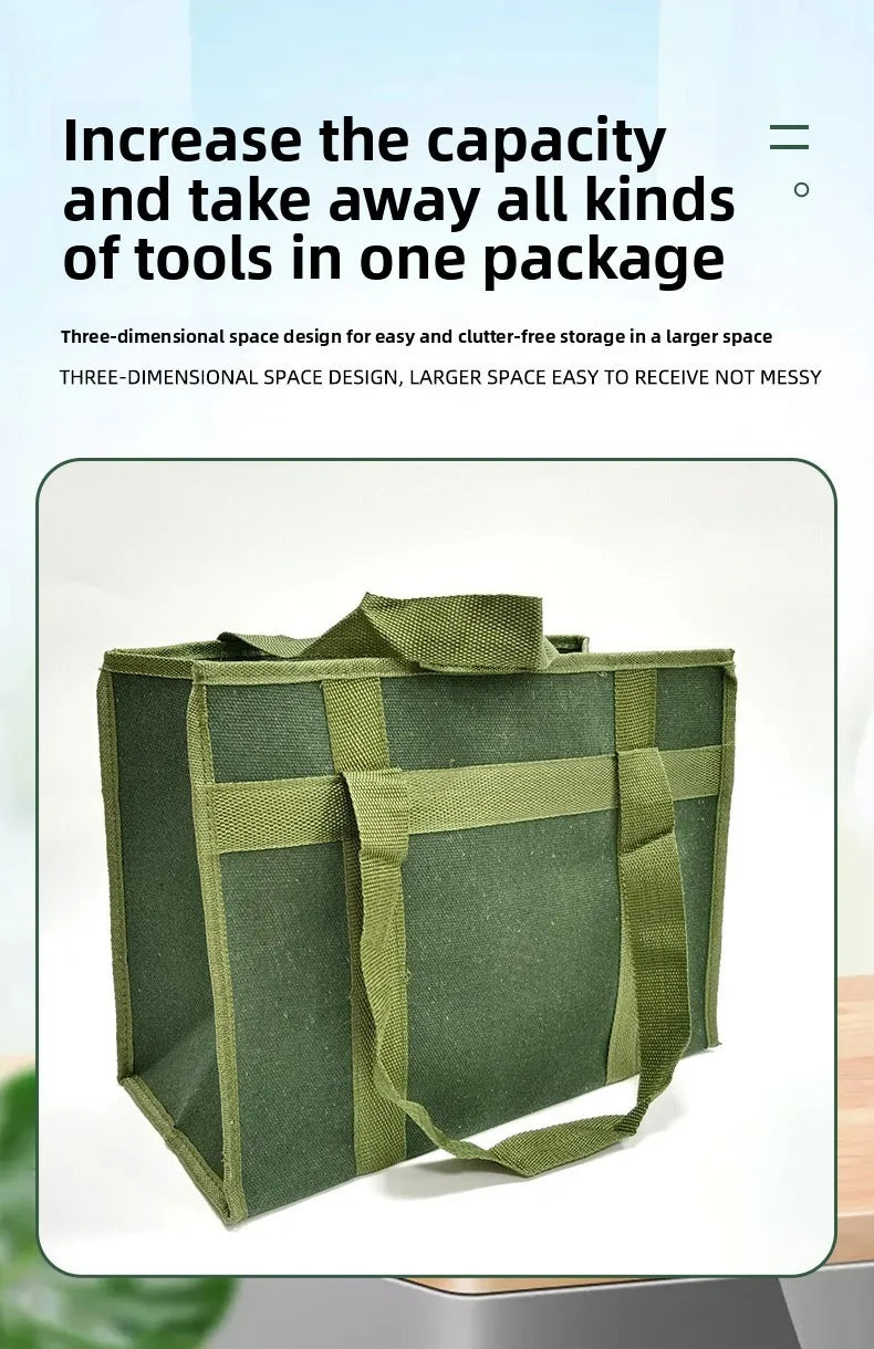 Large Capacity Thick Canvas Handheld Tool Bag Wear-resistant Electrician Maintenance Storage Bag Auto Repair Tool Organizer Bag Vue