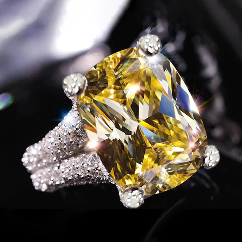 Huitan Yellow Cubic Zirconia Ring for Women | Wedding Band Fashion Ring Vue Q903 10