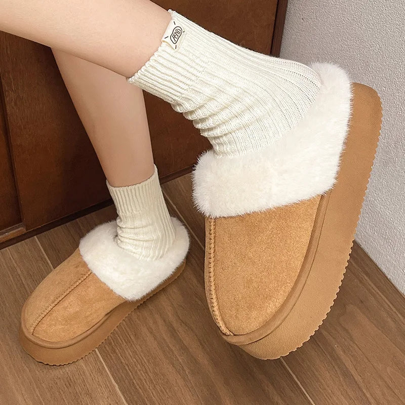 Winter Couple Slippers for Men and Women Indoor Outdoor Plush Fleece Lined Anti Slip Thick Sole Home Warm Cotton Shoes Vue