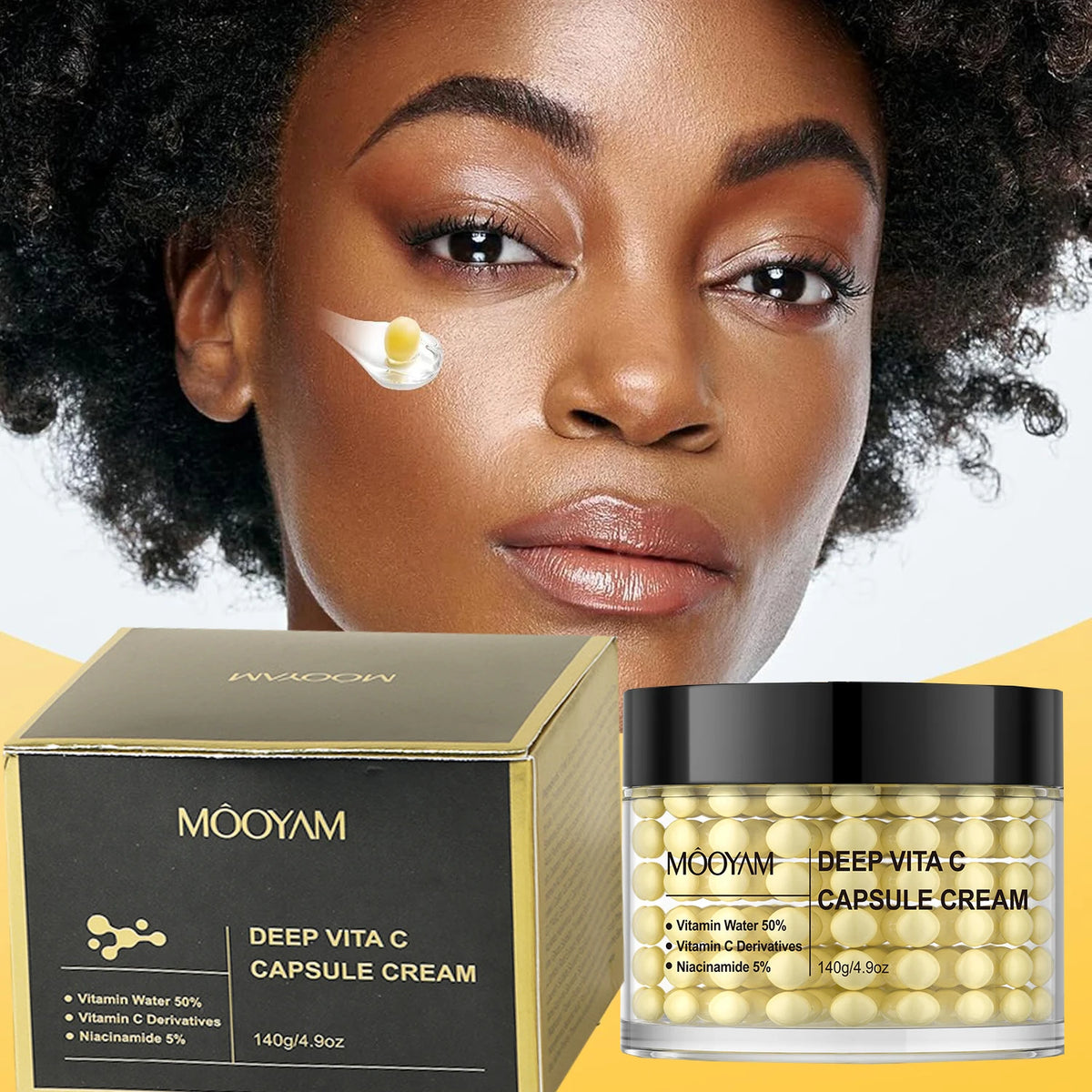 Deep Vitamin C Golden Capsule Hydrating Face Moisturizer, Hydrating Night Face Cream Antioxidant Protection,Lightweight Skincare Vue