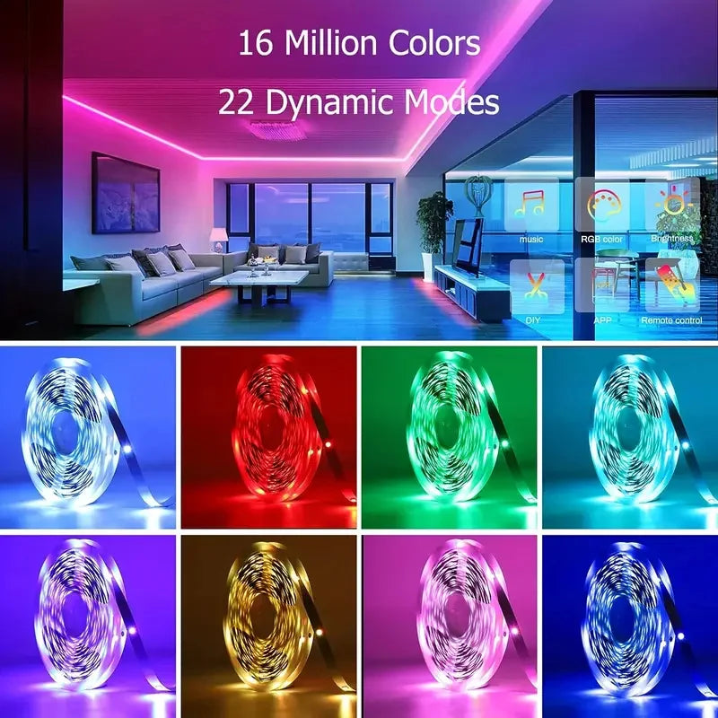 RGB LED Strip Light SMD 5050 with USB Remote And APP Control Flexible Tape Diode Ribbon for TV Backlight Living Room Bedroom Vue