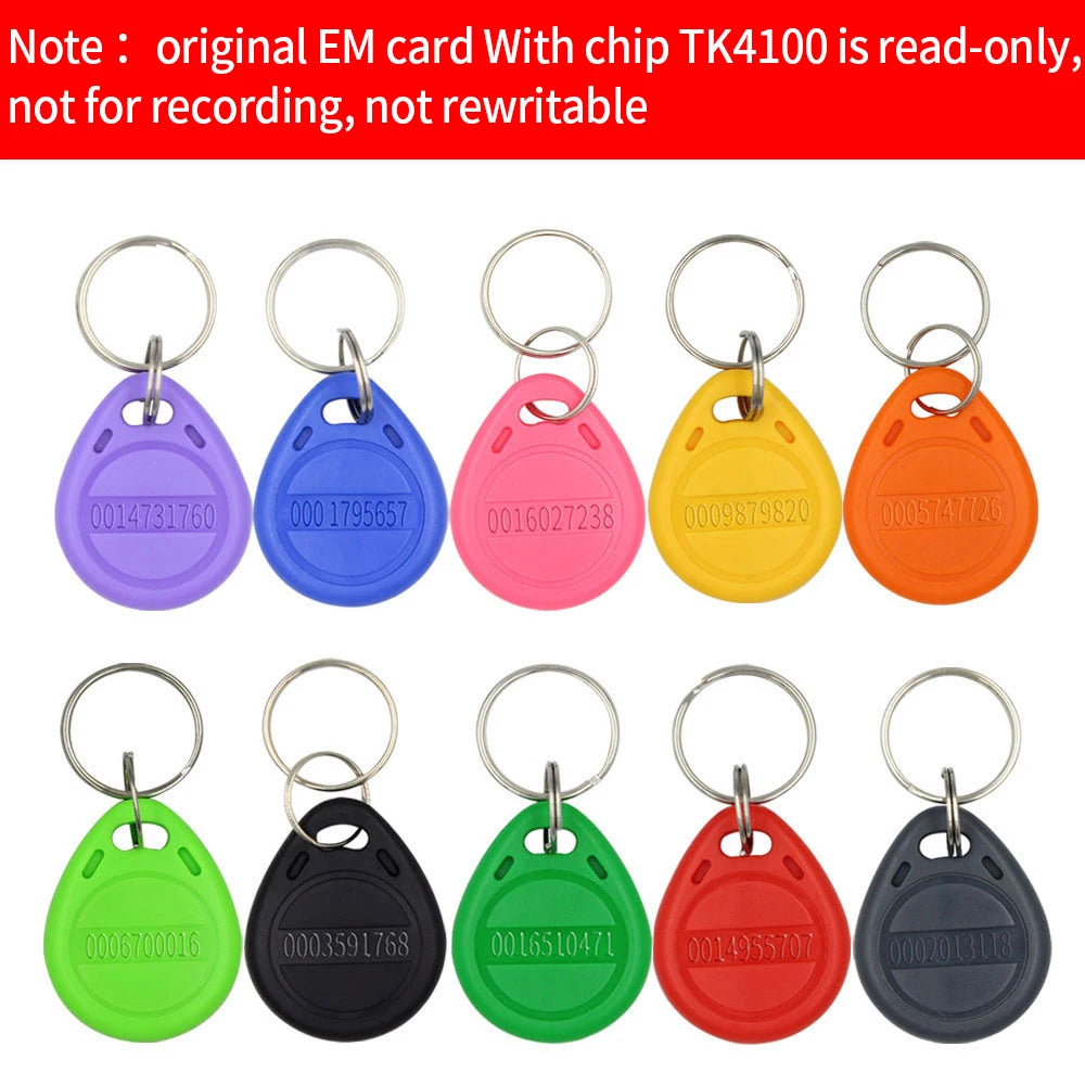 10pcs/Lot 125khz RFID Proximity Keychain Tag Card TK4100 Stickers Keyfob Key Door Entry Access Control KeyChain EM Token Keyfob Vue