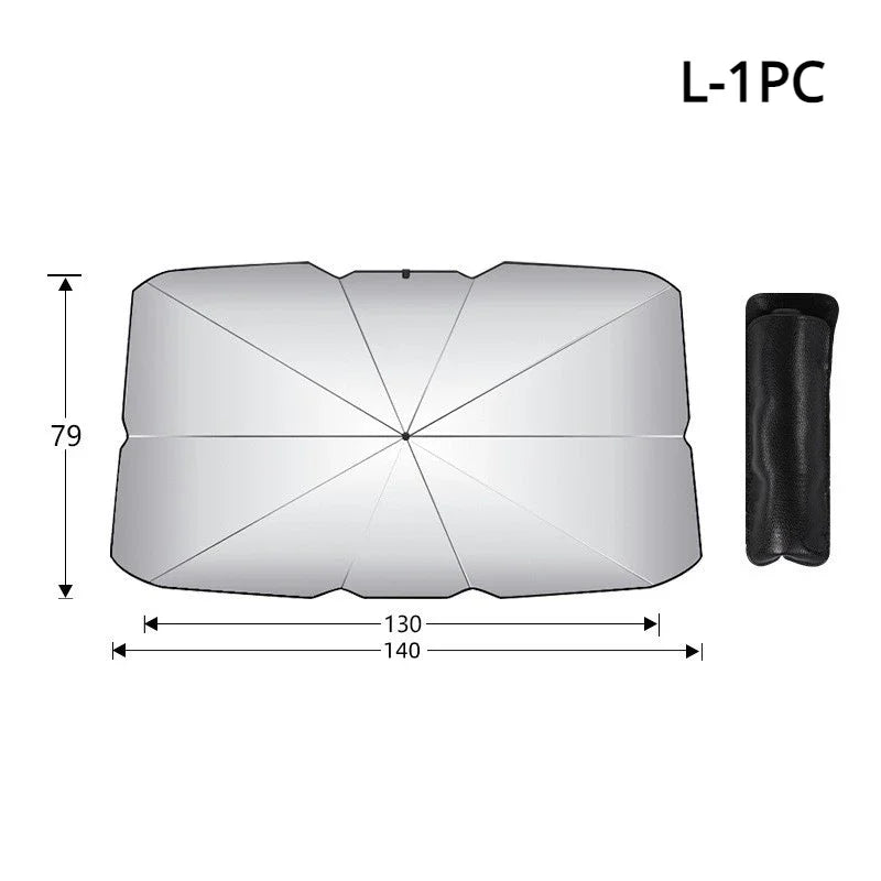 1-4PCS Car Windshield Sun Shade Umbrella Foldable Heat Protection for Front Windshield Car Auto SUV Truck Portable Sun Block Vue Silver-L-1PC