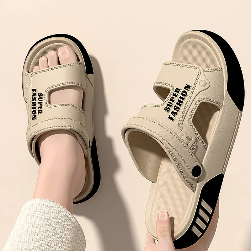Men EVA Slides Platform Slippers Summer Soft-Sole Sandals Lightweight Indoor Outdoor Beach Flip Flops Home Shoes Vue