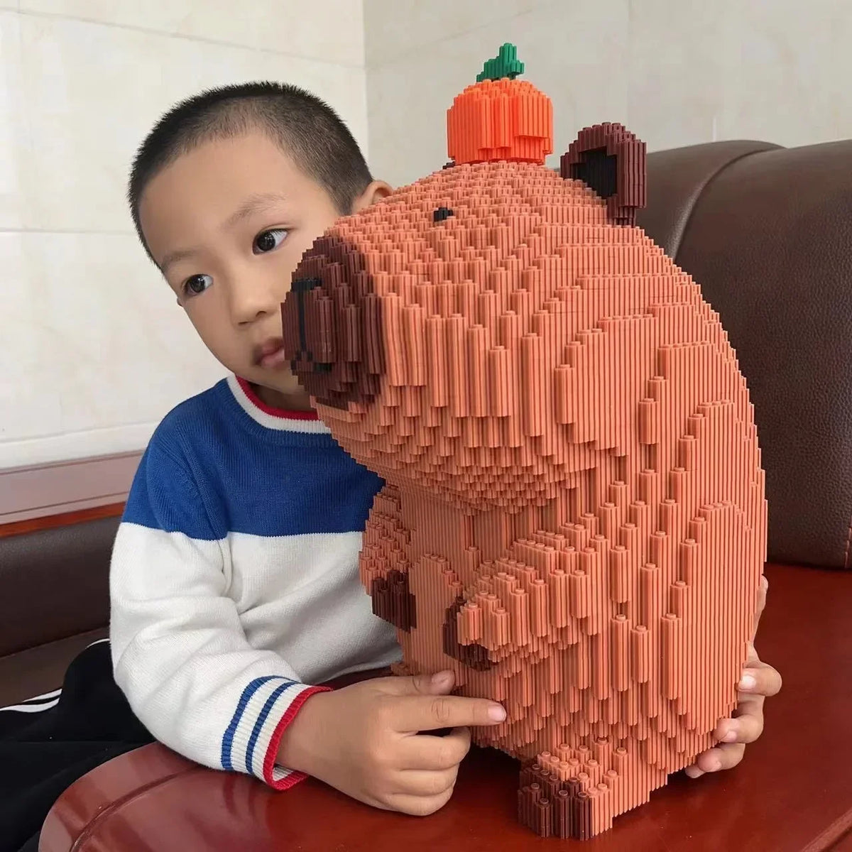 32cm Giant Pink Capybara Children's Building Block Toy 3D Model Desktop Ornament Girl Birthday Gift Vue