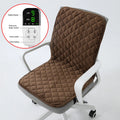 45x90cm Electric Heated Seat Cushion Office Chair Heating Mat Smart Timer Winter Warming Pad Integrated Backrest Pad 220V Vue Brown-EU Plug