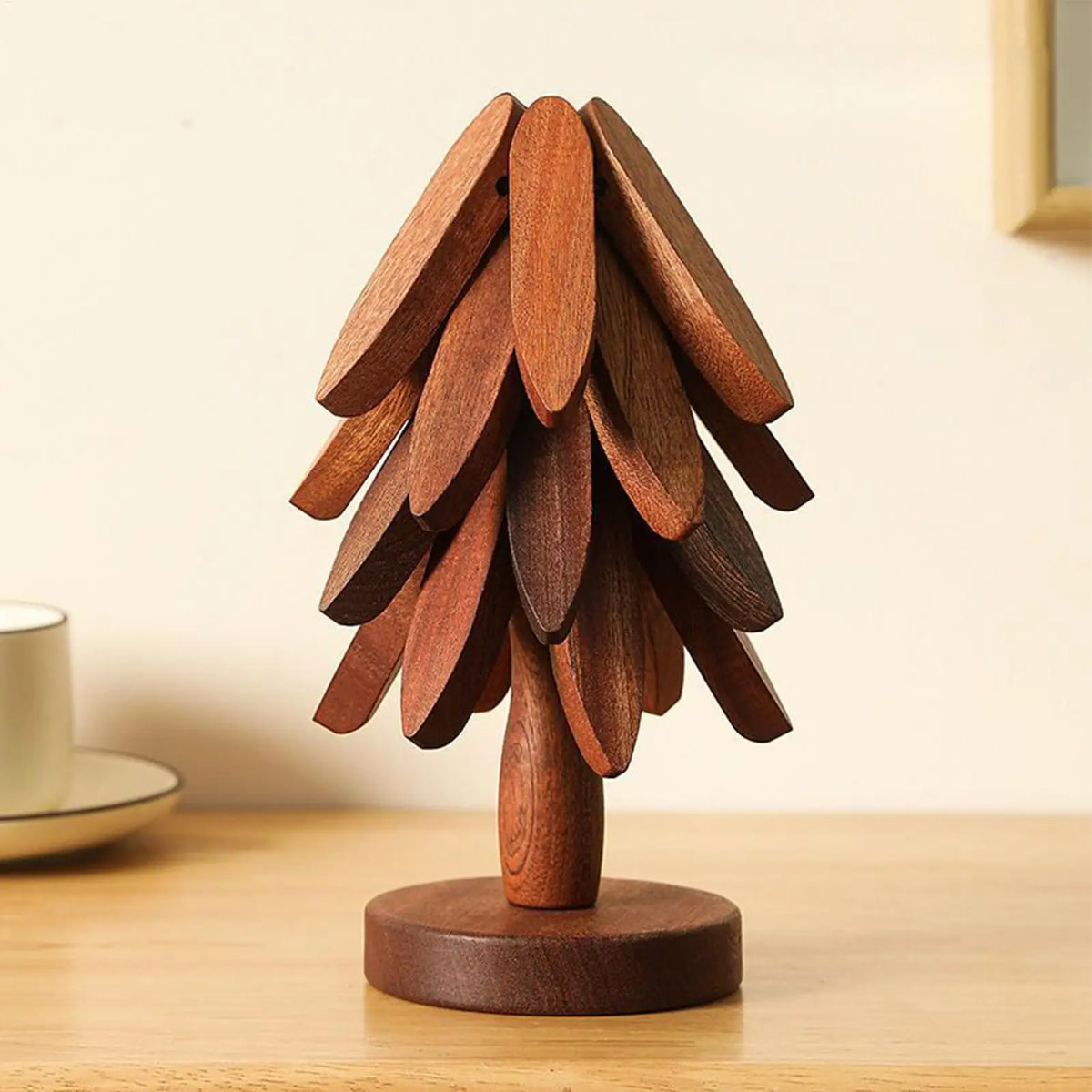 Wooden Insulation Trivet Tree Non-Slip Cup Coaster Set for Stove Pan Cup Teapot Hot Dishes Bowl, Anti-Scalding Cookware Coaster Vue