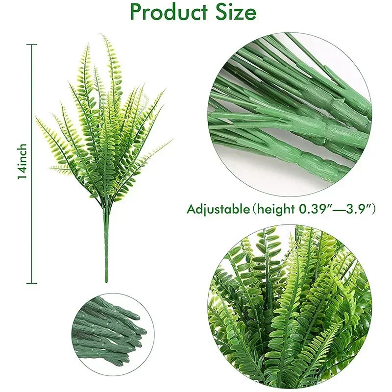2-32PCS UV Resistant Artificial Boston Fern Plant for Hanging Baskets Wedding Home and Garden Decor Lifelike Fake Fern Vue