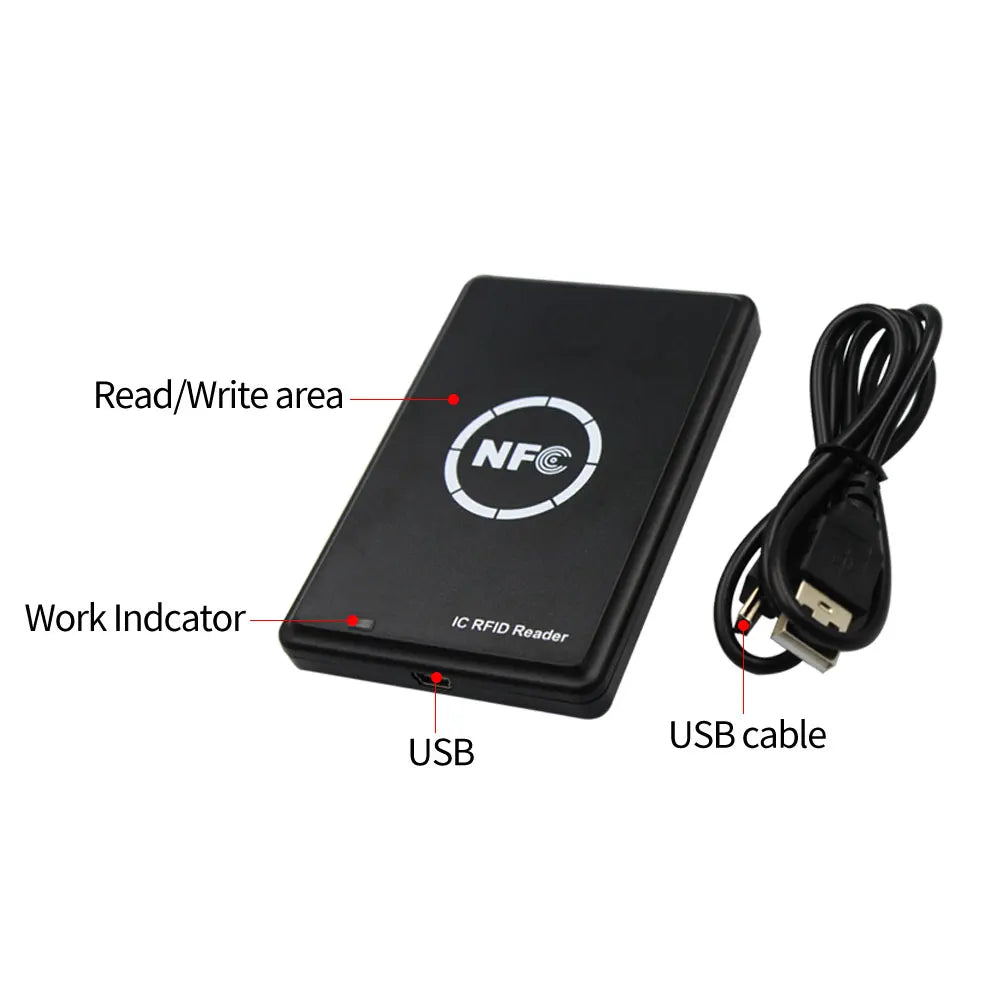 NFC IC Card Reader Writer Copier Duplicator 13.56MHz M1 S50 RFID Inductive Card USB Reader with Software Integrated Copy Card Vue