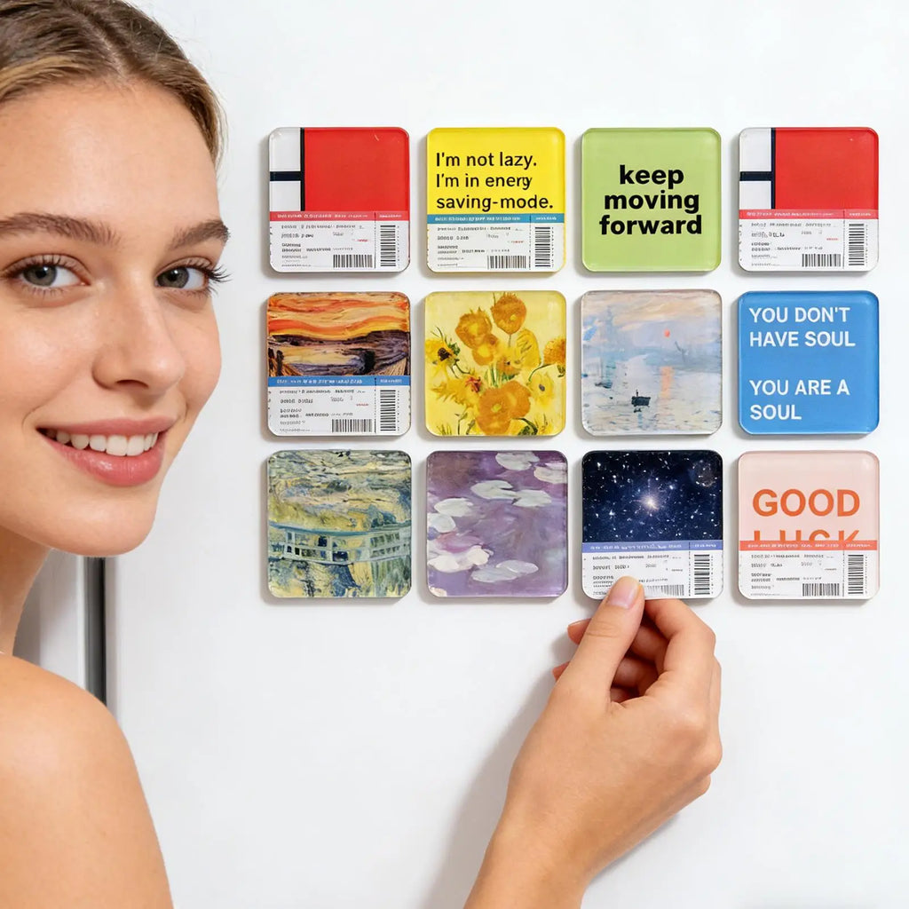 10 Piece Adhesive Acrylic Square Magnet Making Kit Clear Refrigerator Magnet Design Set for Kitchen Cabinet Classroom Vue