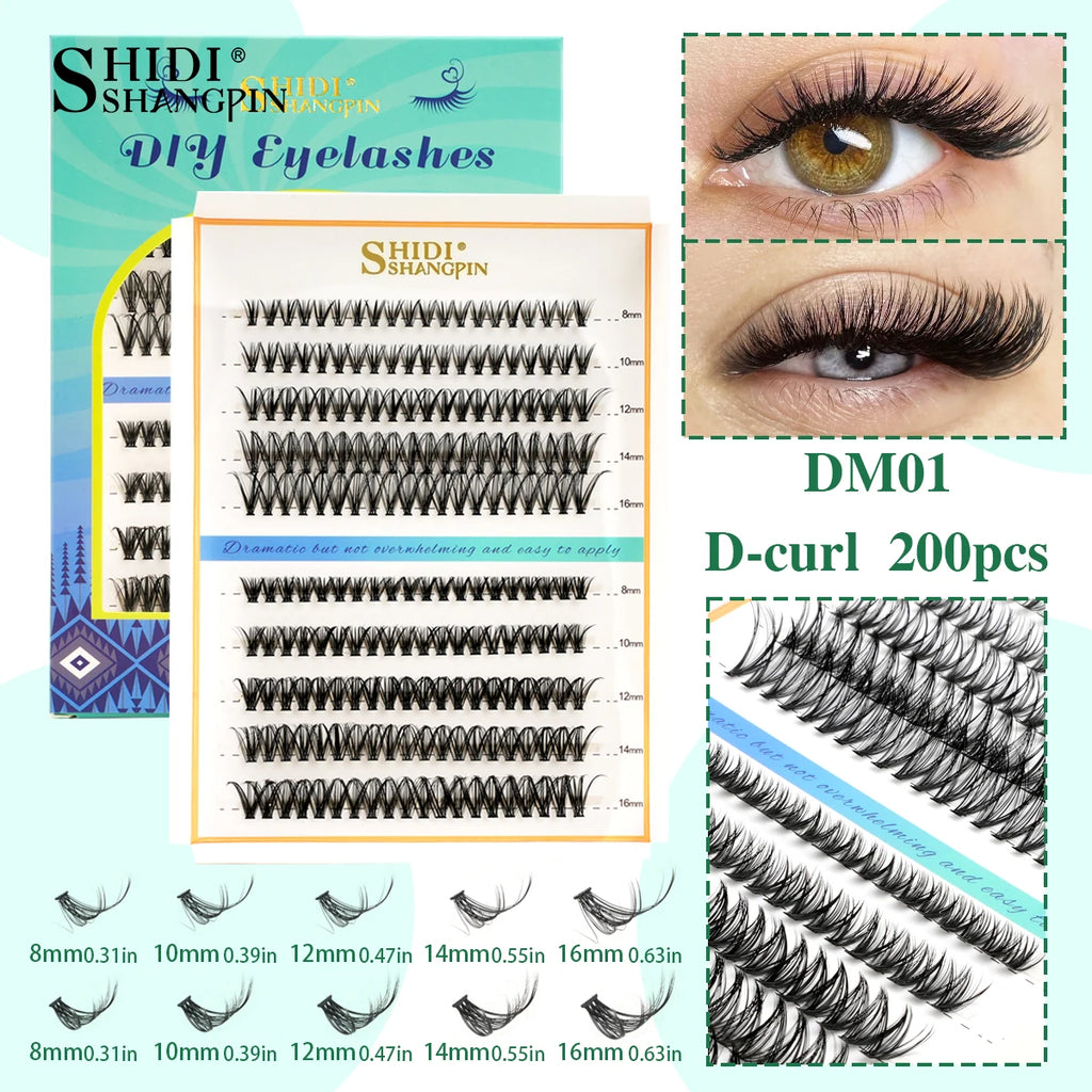 DIY Lashes D Curl Individual Lashes Extension Mix Lash Natural Look Makeup 120/200Pcs Clusters Faux Mink Eyelash Extensiones Vue