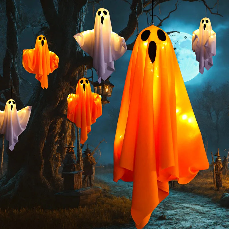 Halloween Decoration LED Hanging Light Emitting White Ghost DIY Styling Light Horror Indoor Party Decoration Atmosphere Light Vue