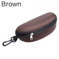 NEW Portable Sunglasses Case Protector Oxford Cloth Hard EVA Zippered Eyeglasses Case with Carabiner Unisex Eyewear Accessories Vue Brown