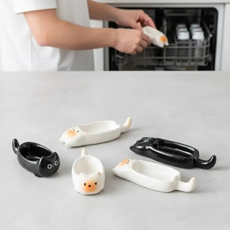 Ceramic Cat-Shaped Mini Dipping Plate Side Dish Small Bowl Home Diningware Kitchen Table Decorative Cat Bowl Vue