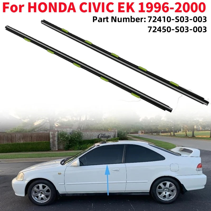 2Pcs/set Car Window Weather Strip Waterproof Pressure Strips Moulding Trim for HONDA CIVIC EK 1996-2000 Vue Default Title