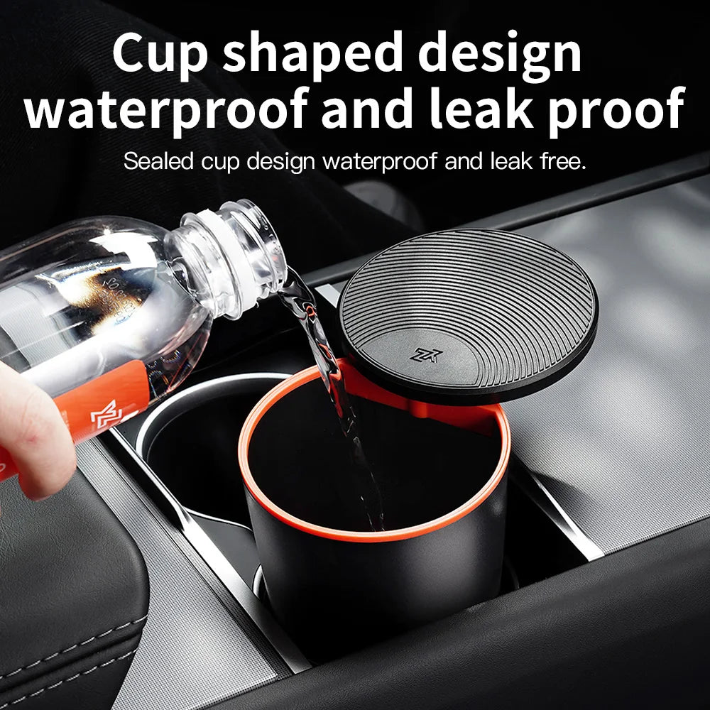 YZ Mini Car Trash Can Garbage Bin Storage Bucket Portable Interior Waste Organizer Container for Tesla Model 3 Y YL 2026 New Vue