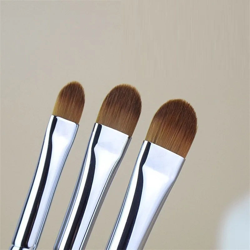 1/3pcs Solid Wood Handle Concealer Brush Oval Tongue Flat Head Soft Bristles Hair Liquid Foundation Cream Eyeshadow Makeup Brush Vue