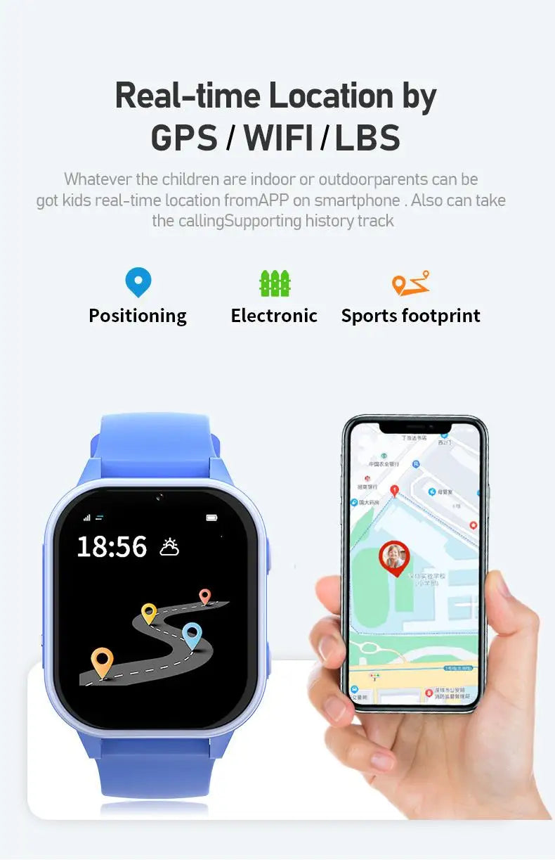 New Smart Watch Kids 4G GPS WIFI Video Call SOS 1GB+8GB Child Phone Smartwatch Camera Monitor Tracker Location Boys Girls Gifts Vue