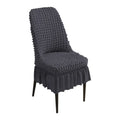 Stretchable Seersucker Stretch Puff Chair Cover Wrinkled Fabric Anti-Slip Seersucker Chair Seat Cover Pet-Resistant Breathable Vue Dark Grey