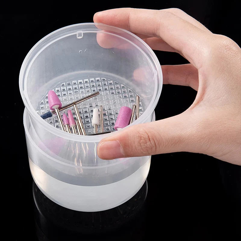 Nail Art Drill Bits Grinding Head Sterilizer Disinfection Box Nail Tool Cleaning Box Manicure Storage Case Clipper Accessories Vue