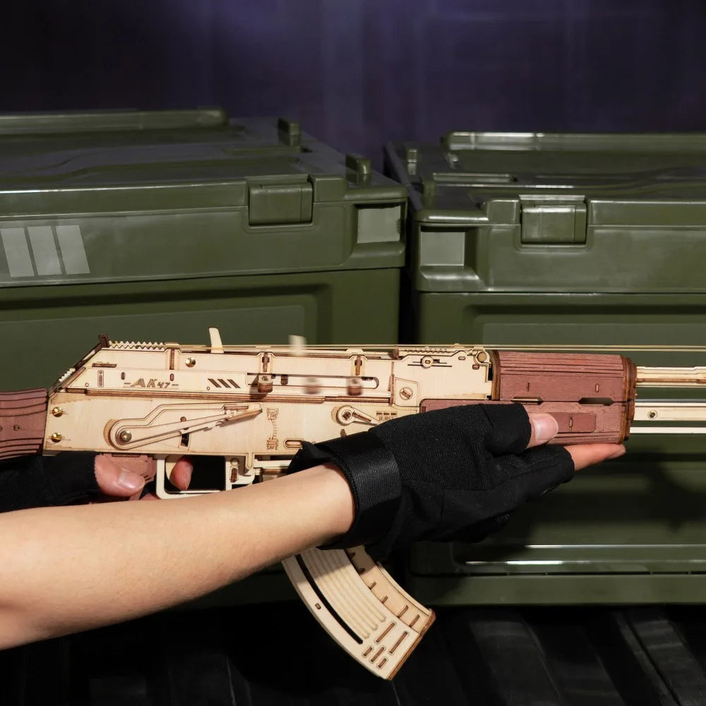 AK-47AssaultRifle Building Block Toy DIY Handmade Wooden Puzzle Assembly Model Educational Toys Simulation Model Vue