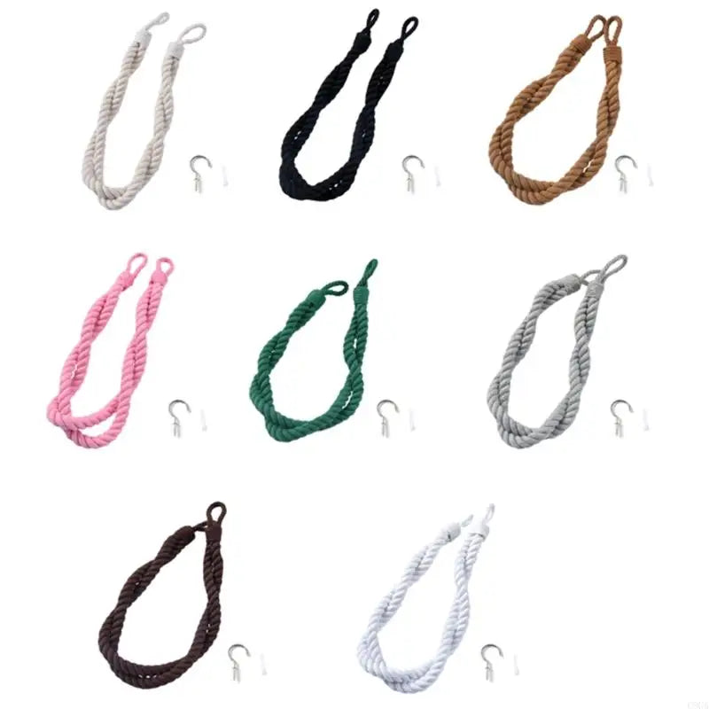 4-Pack Hand Woven Curtain Tiebacks – Boho Rope Holdbacks Curtain Tiebacks Vue