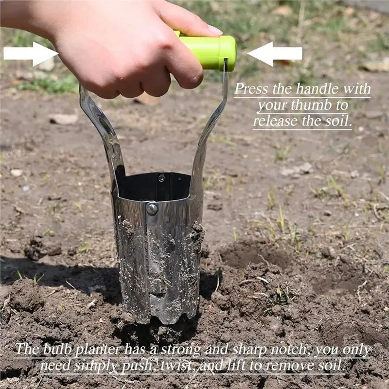 ABKW-Gardening Tool 4 Pcs Ergonomic Bulb Planter Soil Release& For Precise Bulb Planting Depth Marks Vue