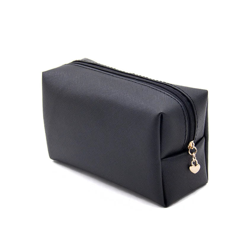 Makeup Bag Private Label Portable Travel Cosmetic Solid Color Zipper Toiletry Bag Washing Pouch Storage Bags Wholesale 10pcs Vue black