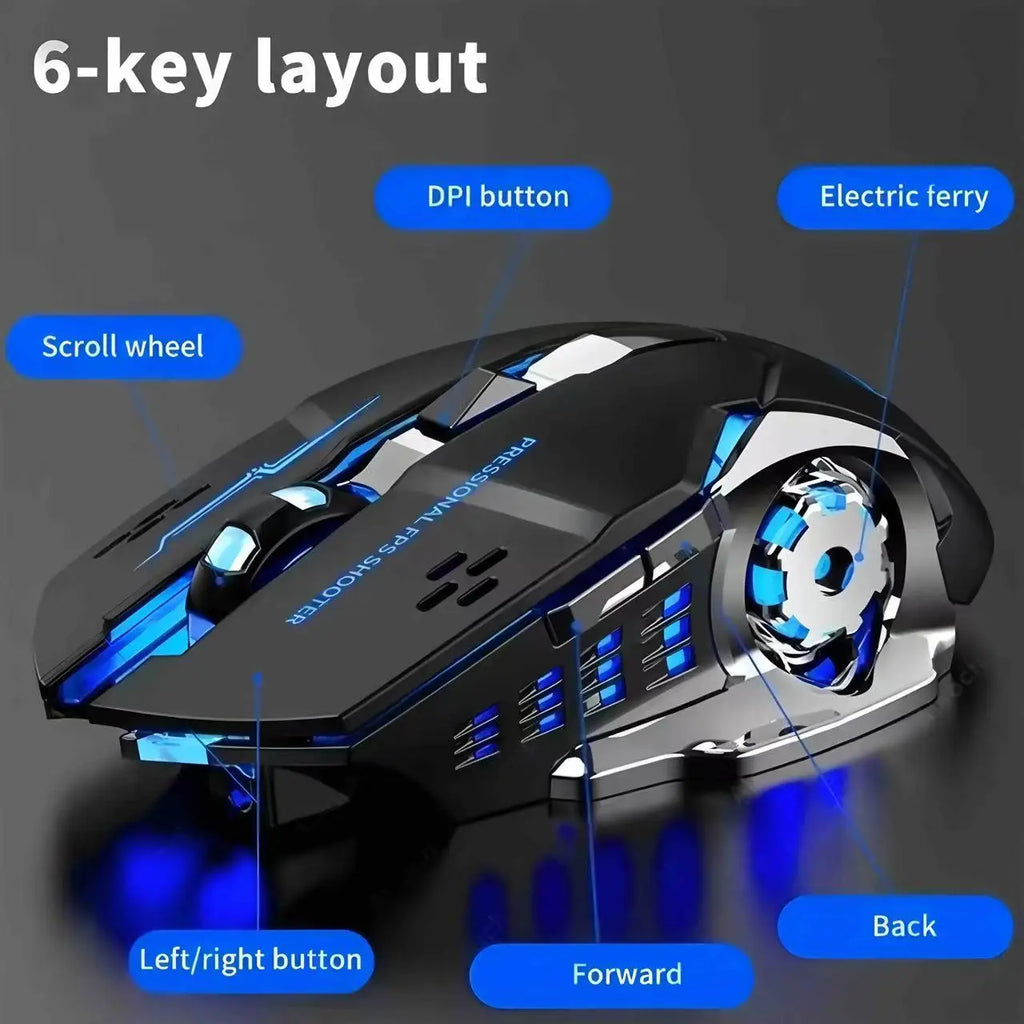 KaiAqua Wireless Gaming Mouse – RGB Backlit Rechargeable Wireless Gaming Mouse Vue