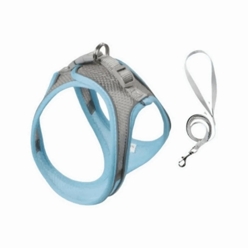 Anti-Breakage Pet Harnesses and Leashes Set Reflective Breathable Vest-Style Harness Anti-Break-Free Soft Mesh Vue Blue S
