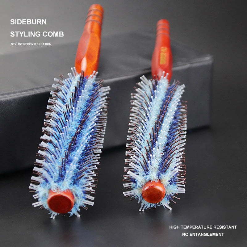 Wood Handle Round Rolling Brush Straight Twill Hair Comb Boar Bristle Round Barrel Hair Curling Brush Hairdressing Tool Vue