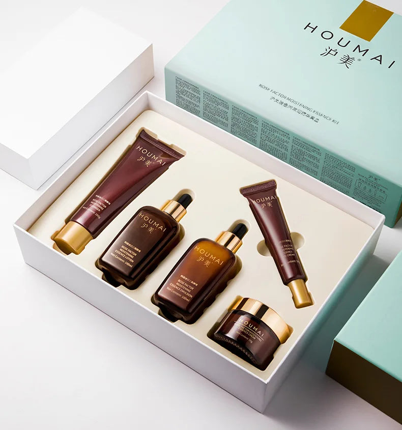 Bosein Facial Care Essence Five-Piece Set, Rich in Skin Care Ingredients Such as Bifid Yeast, the Set Includes Cleansing Milk, Essence Serum, Essence Lotion, Eye Cream, and Face Cream, Hydrating and Moisturizing, Suitable for Vue