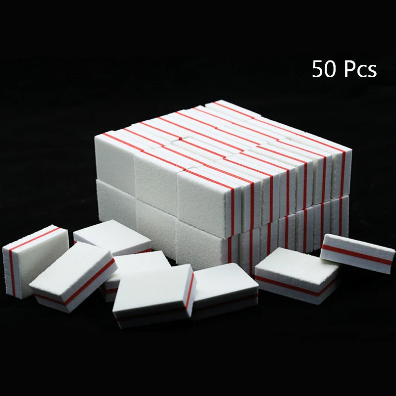 50Pc Professional Mini Nail Art buffer 100/180 Sandpaper Manicure Care File Sanding Polishing Nails File Grinding Equipment Tool Vue 16
