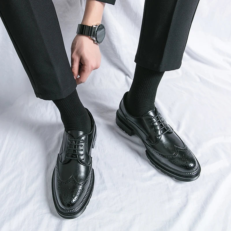Men's Genuine Leather Pointed Toe Slip-On Dress Shoes Men's Dress Shoes Vue