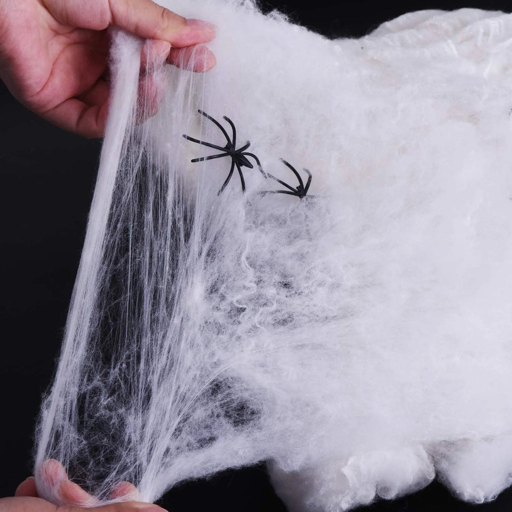 Artificial Spider Web Halloween Decoration Scary Party Scene Props White Stretchy Cobweb Horror House Home Decora Accessories Vue