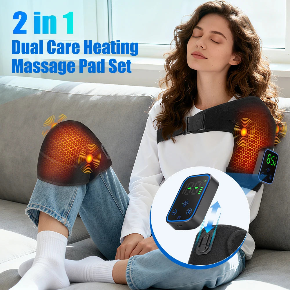 2-in-1 App-Controlled Shoulder & Knee Massager with Heat Wearable Joint Massager Vue