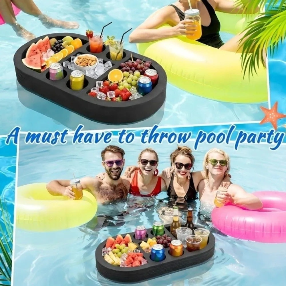 Multi-Function Swimming Pool Floating Tray Multi-Hole Stable Floating Drink Rack Waterproof Pool Drink Float Swimming Pool Vue