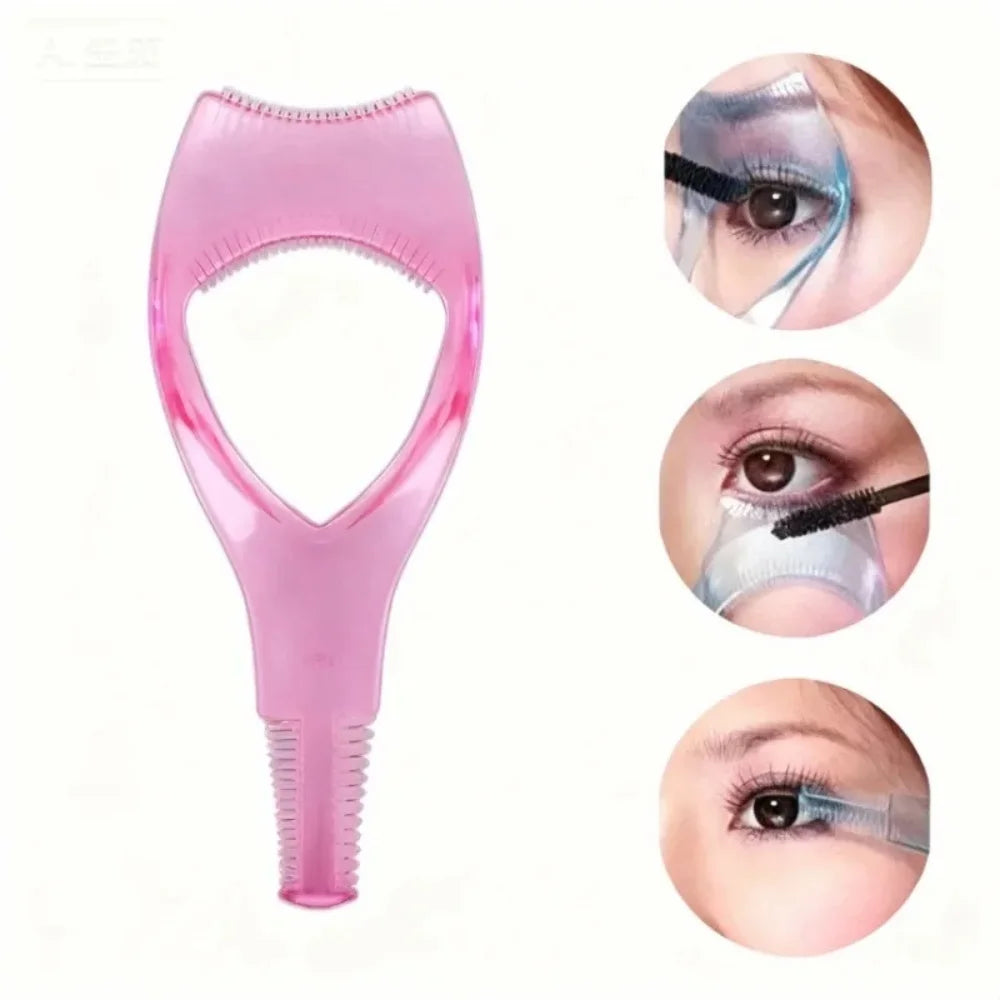 3 in 1 Mascara Applicator Template with Eyelash Curler Guard and Case Eyeliner Holder Eyelash Aid Eyebrow Drawing Assistant Tool Vue
