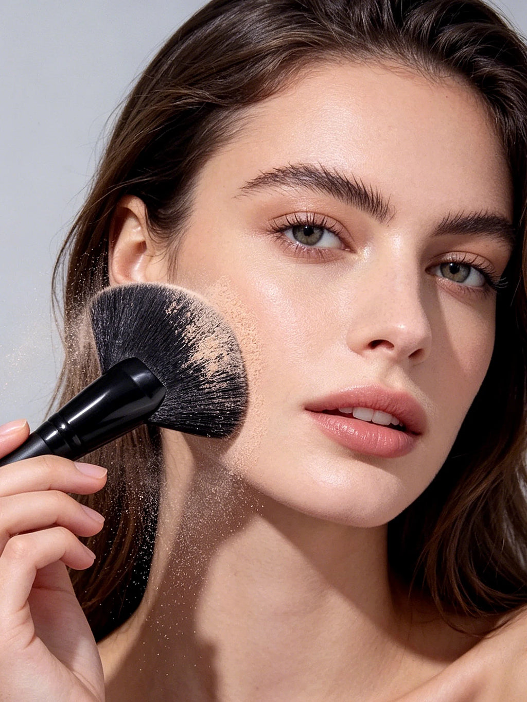 1pc New Model Large-Size Fan-shaped Makeup Brush Soft Portable Loose Powder Brush Nail Brush Women's Beauty Makeup Nail Tools Vue