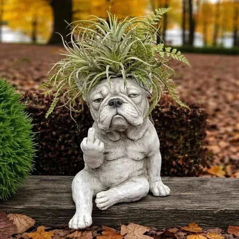 3pcs Grumpy French Bulldog Resin Planter Quirky Statue Succulent Pot Garden Ornament Table Decor For Dog Lovers Gift Vue